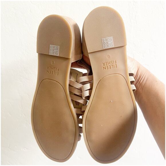 Eileen Fisher Rato Honey Nubuck & Elastic Flat Gladiator Sandals New Size 6 - Picture 7 of 8